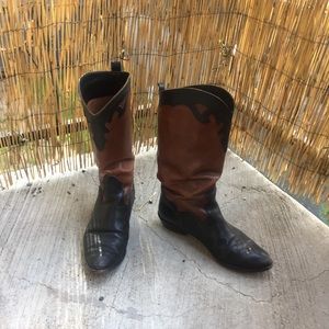 Size 8 Italian leather 80s vintage boots